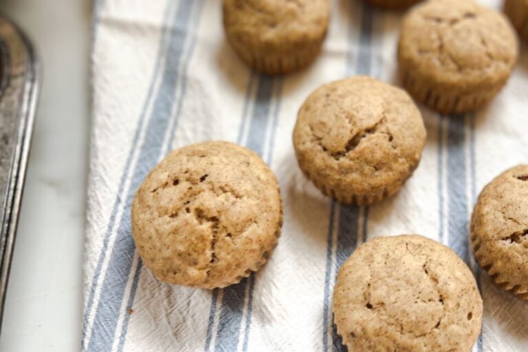 maple and honey banana muffins cooling on counter