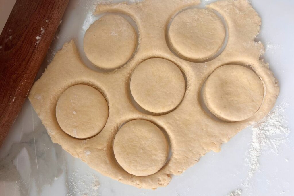 biscuits cut out on marble table top