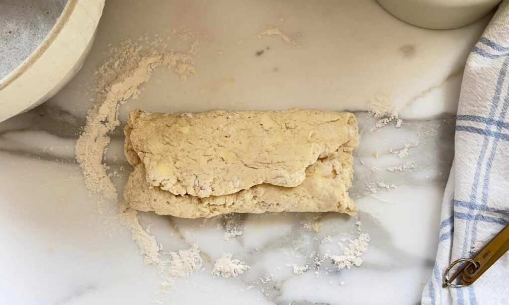 shortbread biscuit dough folded over once